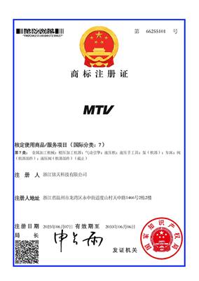 “MTV”商标证书